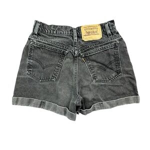 Vtg 90s Levi's 954 Jean Shorts Women 9 Black High Rise Cuffed Orange Tab Denim